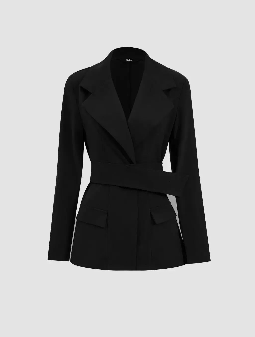 Notched Lapel Belted Blazer And Trousers Set