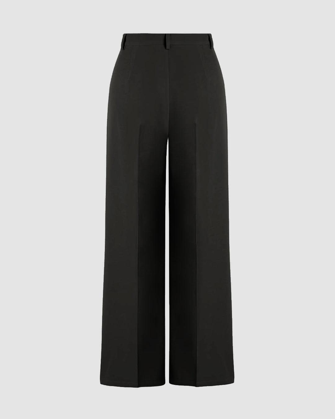 New Nostalgia Pleated Wide Leg Trousers In Black