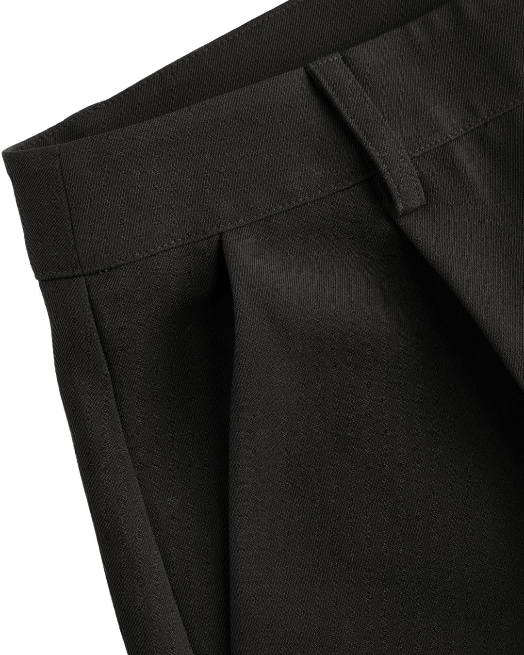 New Nostalgia Pleated Wide Leg Trousers In Black