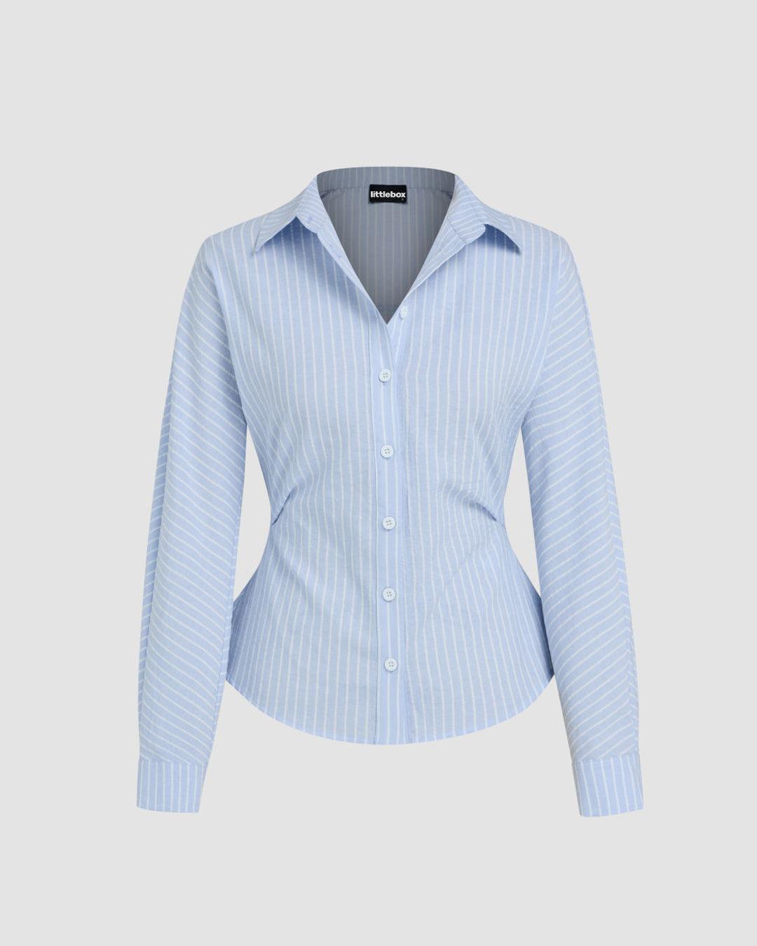 Collar Striped Long Sleeve Shirt