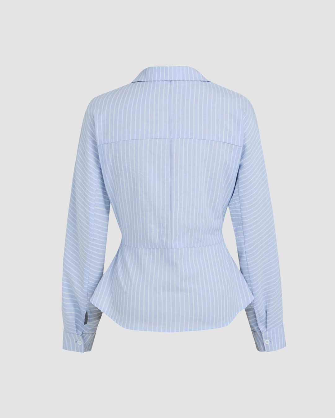 Collar Striped Long Sleeve Shirt