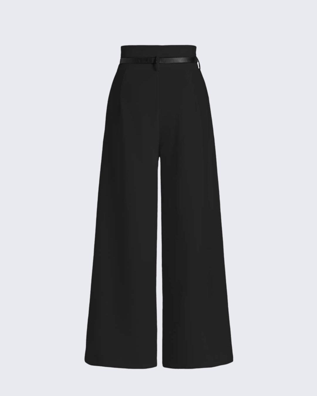 High Waist Pleated Trousers In Black