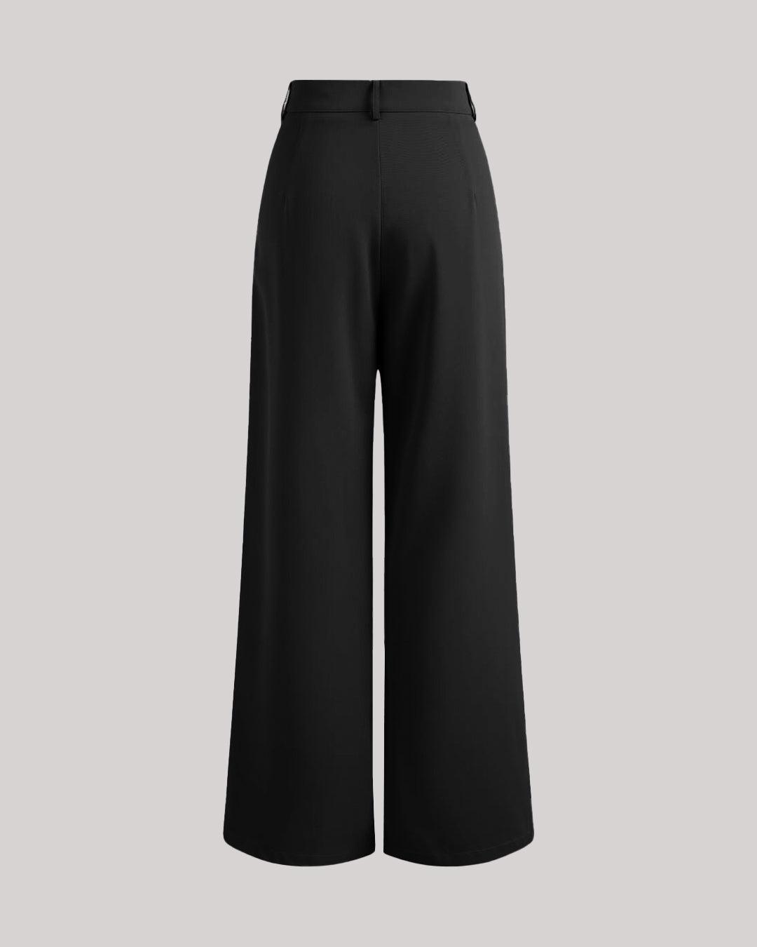 High-Waist Black Korean Trousers with Baggy Fit