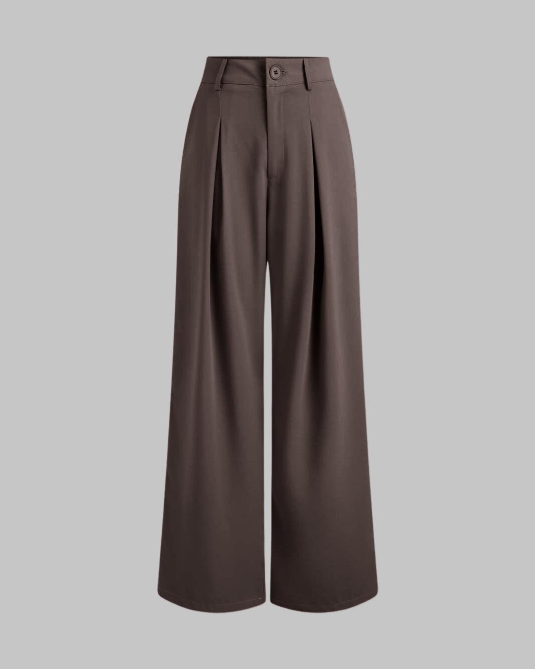 Korean Style Trousers with Baggy Fit In Dark Chocolate