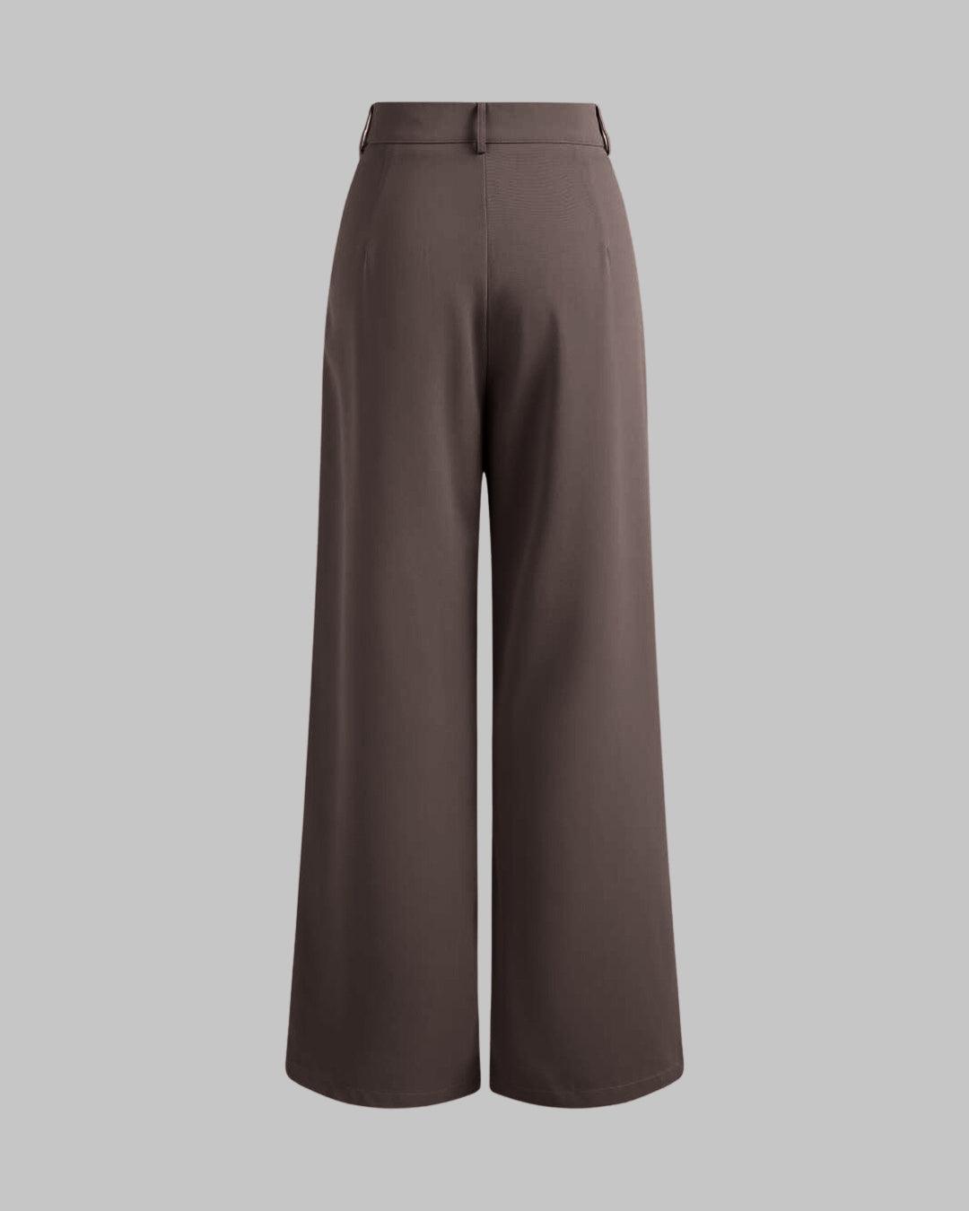 Korean Style Trousers with Baggy Fit In Dark Chocolate