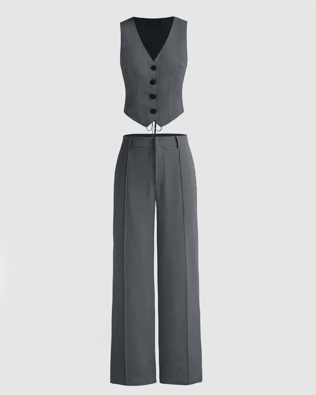 Matching Set of Vest Coat and Trousers in Grey