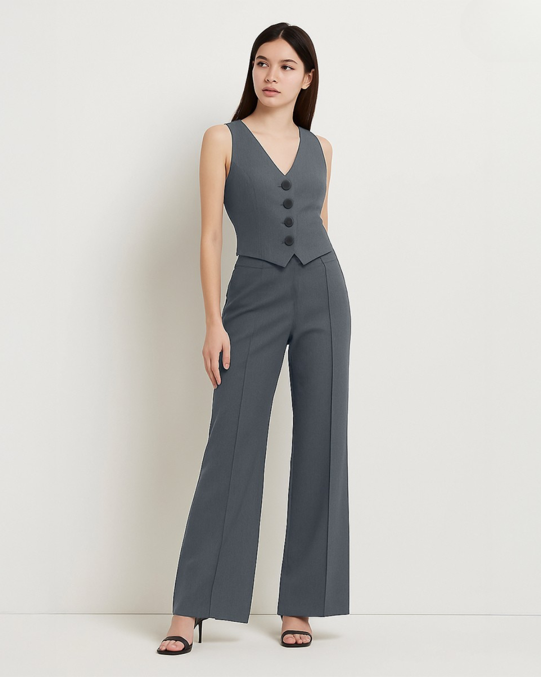 Matching Set of Vest Coat and Trousers in Grey