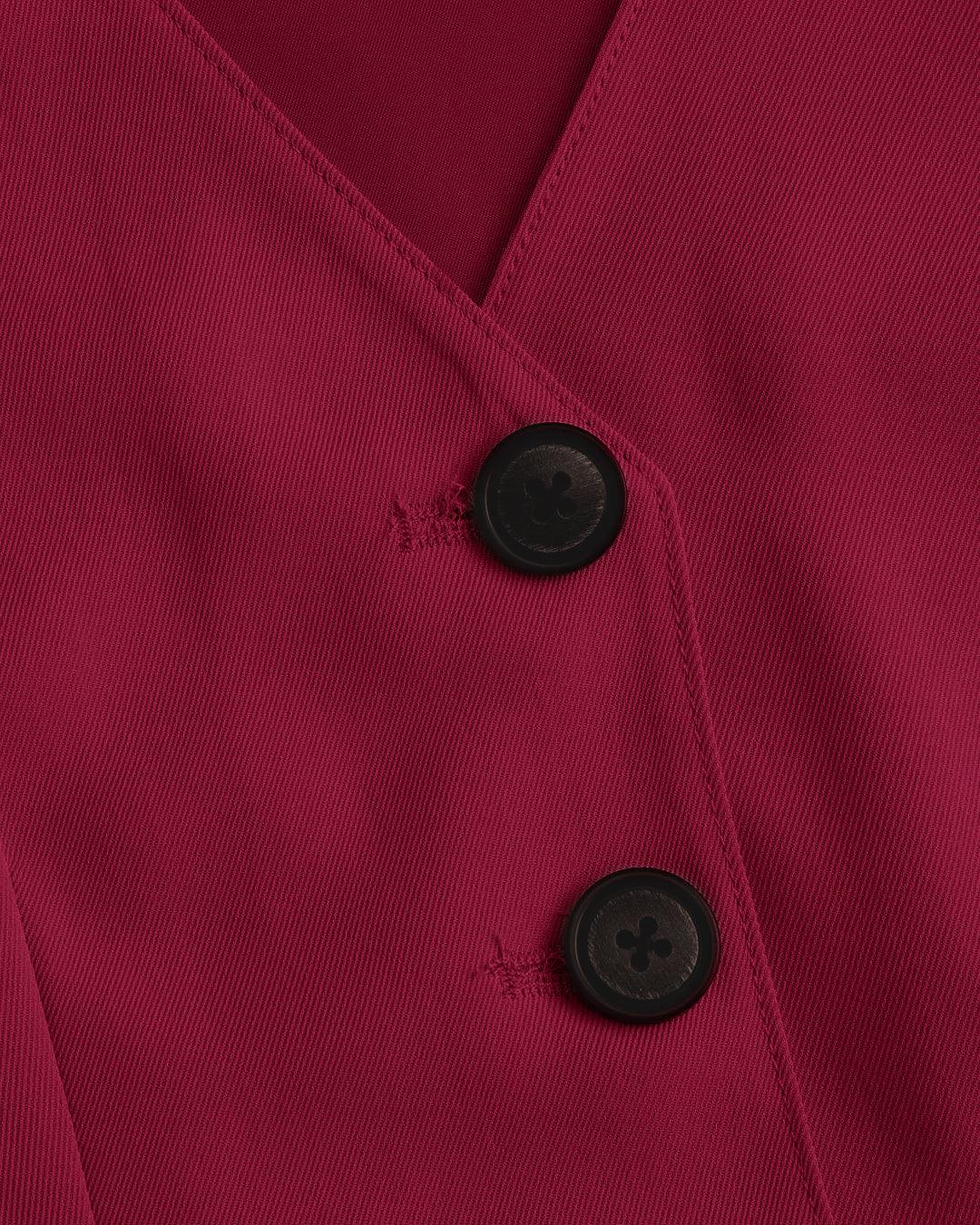 Matching Set of Vest Coat and Trousers in Redberry