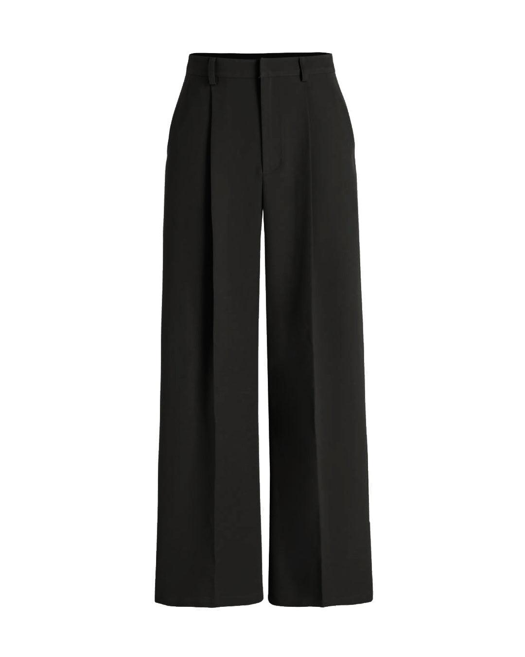 New Nostalgia Pleated Wide Leg Trousers In Black