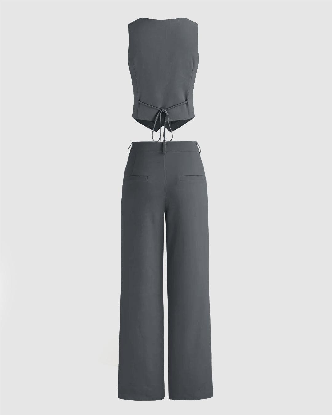 Matching Set of Vest Coat and Trousers in Grey