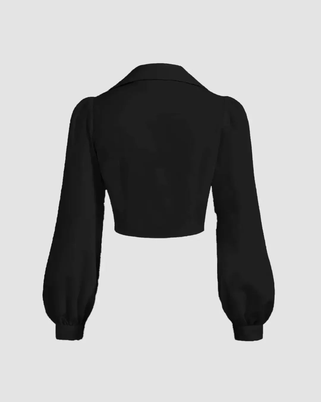 Lantern Sleeve Curved Black Shirt