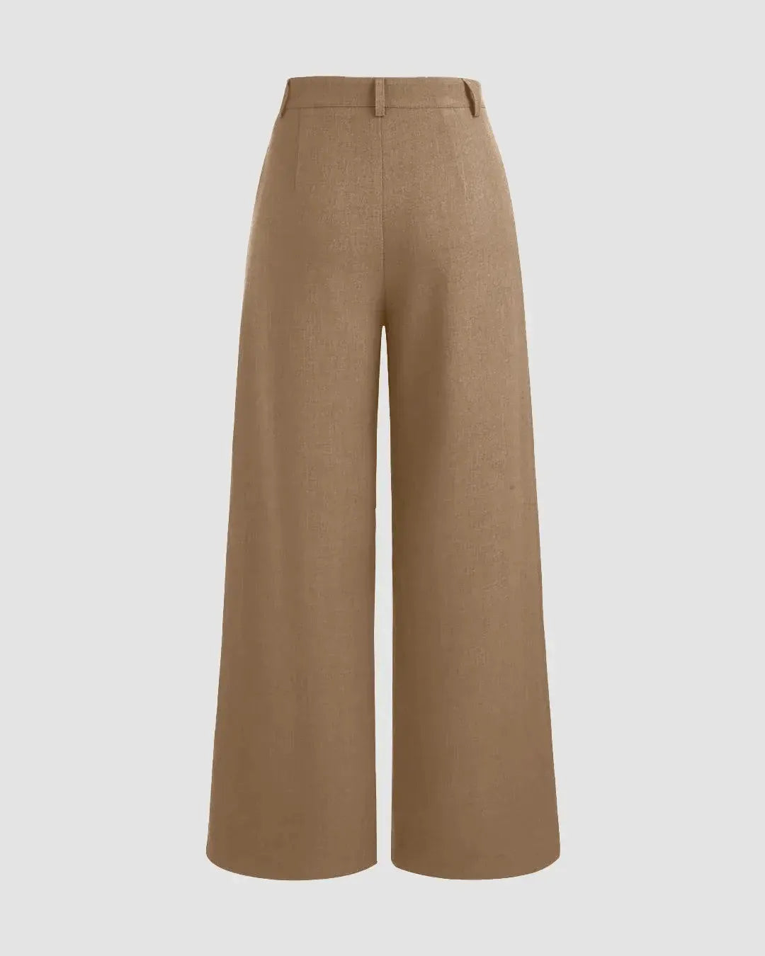 Mid Rise Solid Pleated Trousers with Straight Leg In Mud