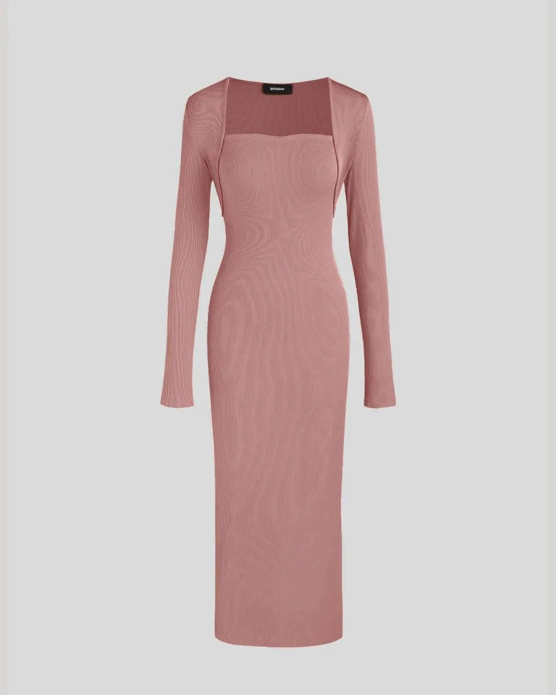 Two Piece Elegant Bodycon Dress With Shrug In Dusty Pink