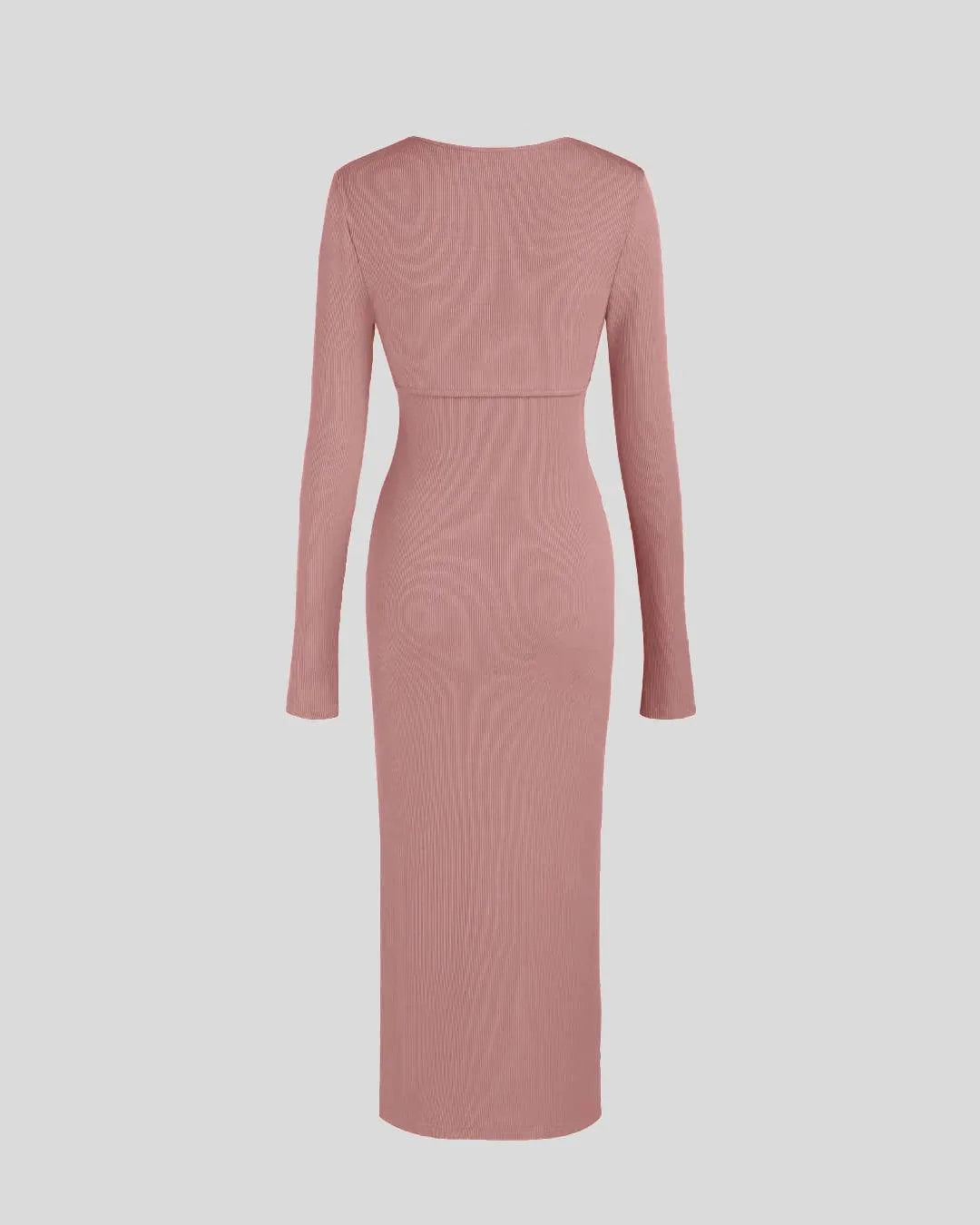 Two Piece Elegant Bodycon Dress With Shrug In Dusty Pink
